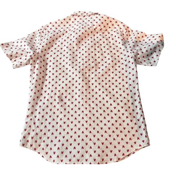 Banana Republic Shirt Men S Slim Fit Linen Short Sleeve Button Up White Lobster - Picture 2 of 8